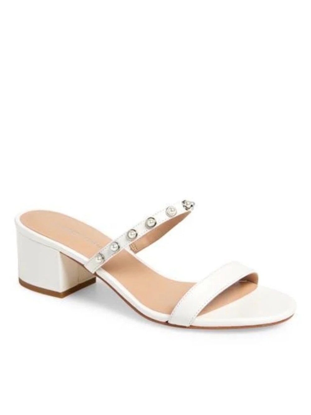 New Stuart Weitzman Pearl Strap Block Slide Sz 9